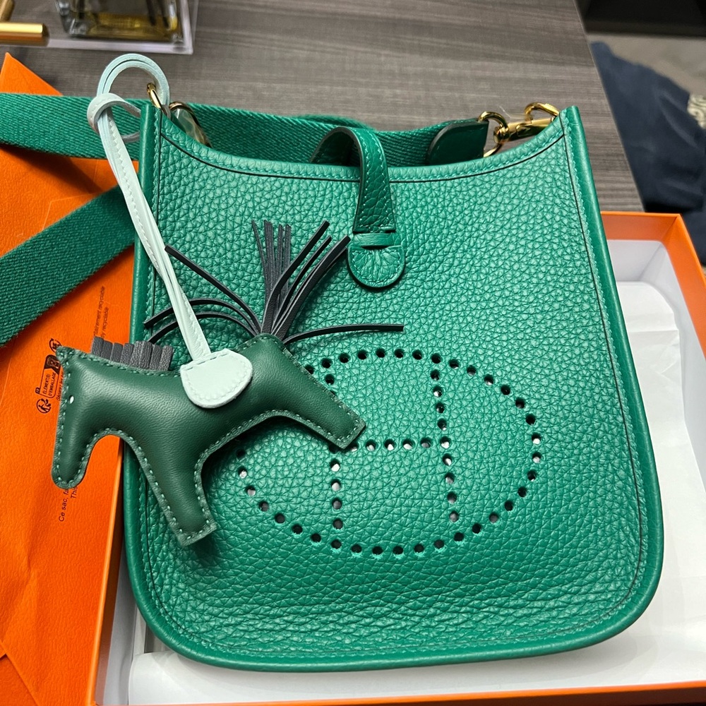Hermes Green Crossbody Bag in Vert Vertigo color - Picture 8 of 11